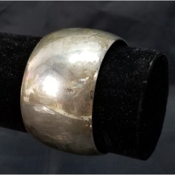 VTG Navajo Hyson Craig Signed Sterling Silver Wide Plain Cuff Bracelet 6.25” - Picture 1 of 8